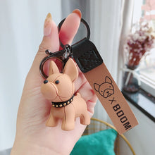 Load image into Gallery viewer, Fashion Punk French Bulldog Keychain PU Leather Dog Keychains for Women Bag Pendant Jewelry Trinket Men&#39;s Car Key Ring Key Chain
