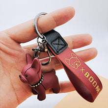 Load image into Gallery viewer, Fashion Punk French Bulldog Keychain PU Leather Dog Keychains for Women Bag Pendant Jewelry Trinket Men&#39;s Car Key Ring Key Chain
