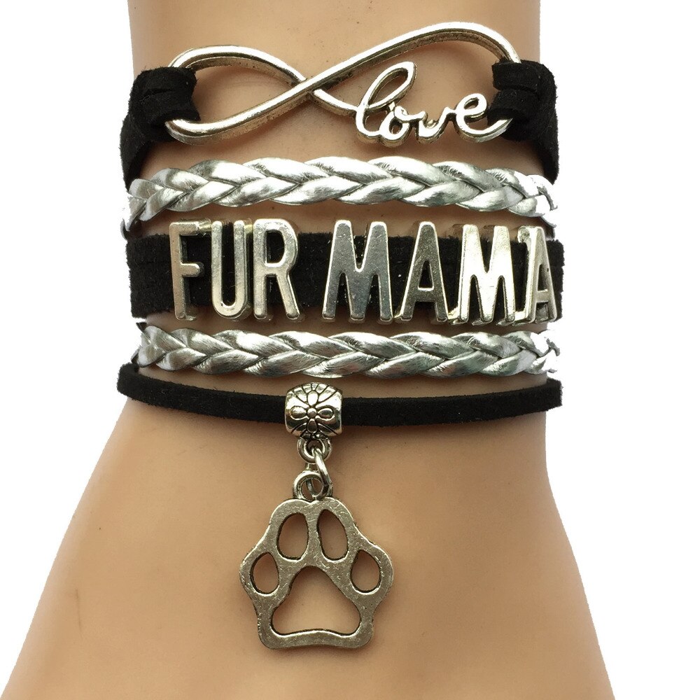 Drop Shipping Infinity Love Fur Mama Bracelet-Customized Animal Dog Paw Charm Pet Lover Jewelry Gift