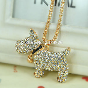 Bell Dog Sweater Bead Necklace Jewelry Crystal Women Long Necklace Pendants Rhinestone Chain Christmas Valentine's Lover Gift