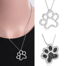 Load image into Gallery viewer, Shellhard Crystal Rhinestone Pendant Chain Necklace Silver Color Dog Puppy Paw Footprint Necklaces Love Animal Pet Jewelry
