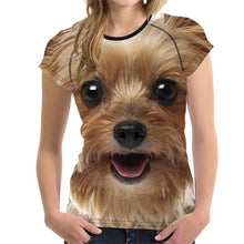 Load image into Gallery viewer, FORUDESIGNS Brand Designer Wome T Shirt Funny 3D Dog Yorkshire Terrier Printed Girl Tshirts Fashion O Neck Short Sleeve Tops Tee
