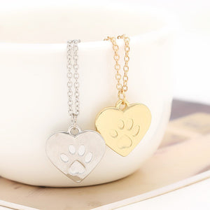 SUTAYI Love Heart Patte Dog Necklace Claw Kitty Cat Footprint Necklaces & Pendants  For Women Jewelry Best Valentine's Day