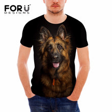 Load image into Gallery viewer, FORUDESIGNS German Shepherd Dog Print T Shirts Men Summer O-Neck Top Tee Shirt Black Casual Breathable Short Sleeve Tshirt Male
