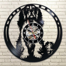 Load image into Gallery viewer, LED Hollow Cavalier King Charles Spaniel Dog 3D Record Wall Clock Modern Wall Art Vinyl  Amimal Silhouette Kids Room Decor
