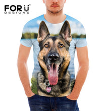 Load image into Gallery viewer, FORUDESIGNS German Shepherd Dog Print T Shirts Men Summer O-Neck Top Tee Shirt Black Casual Breathable Short Sleeve Tshirt Male
