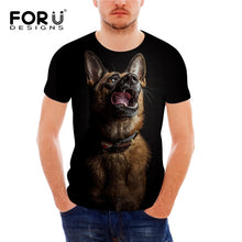 Load image into Gallery viewer, FORUDESIGNS German Shepherd Dog Print T Shirts Men Summer O-Neck Top Tee Shirt Black Casual Breathable Short Sleeve Tshirt Male
