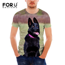 Load image into Gallery viewer, FORUDESIGNS German Shepherd Dog Print T Shirts Men Summer O-Neck Top Tee Shirt Black Casual Breathable Short Sleeve Tshirt Male
