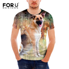 Load image into Gallery viewer, FORUDESIGNS German Shepherd Dog Print T Shirts Men Summer O-Neck Top Tee Shirt Black Casual Breathable Short Sleeve Tshirt Male
