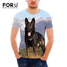 Load image into Gallery viewer, FORUDESIGNS German Shepherd Dog Print T Shirts Men Summer O-Neck Top Tee Shirt Black Casual Breathable Short Sleeve Tshirt Male
