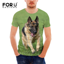 Load image into Gallery viewer, FORUDESIGNS German Shepherd Dog Print T Shirts Men Summer O-Neck Top Tee Shirt Black Casual Breathable Short Sleeve Tshirt Male
