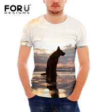 Load image into Gallery viewer, FORUDESIGNS German Shepherd Dog Print T Shirts Men Summer O-Neck Top Tee Shirt Black Casual Breathable Short Sleeve Tshirt Male
