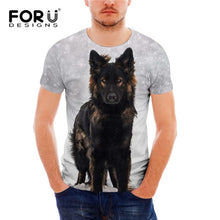 Load image into Gallery viewer, FORUDESIGNS German Shepherd Dog Print T Shirts Men Summer O-Neck Top Tee Shirt Black Casual Breathable Short Sleeve Tshirt Male
