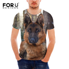 Load image into Gallery viewer, FORUDESIGNS German Shepherd Dog Print T Shirts Men Summer O-Neck Top Tee Shirt Black Casual Breathable Short Sleeve Tshirt Male
