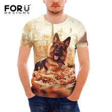 Load image into Gallery viewer, FORUDESIGNS German Shepherd Dog Print T Shirts Men Summer O-Neck Top Tee Shirt Black Casual Breathable Short Sleeve Tshirt Male
