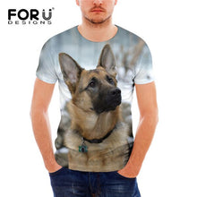 Load image into Gallery viewer, FORUDESIGNS German Shepherd Dog Print T Shirts Men Summer O-Neck Top Tee Shirt Black Casual Breathable Short Sleeve Tshirt Male
