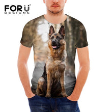 Load image into Gallery viewer, FORUDESIGNS German Shepherd Dog Print T Shirts Men Summer O-Neck Top Tee Shirt Black Casual Breathable Short Sleeve Tshirt Male
