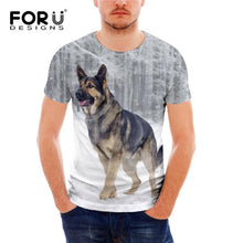 Load image into Gallery viewer, FORUDESIGNS German Shepherd Dog Print T Shirts Men Summer O-Neck Top Tee Shirt Black Casual Breathable Short Sleeve Tshirt Male
