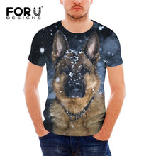 Load image into Gallery viewer, FORUDESIGNS German Shepherd Dog Print T Shirts Men Summer O-Neck Top Tee Shirt Black Casual Breathable Short Sleeve Tshirt Male
