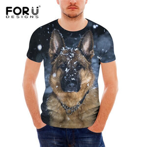 FORUDESIGNS German Shepherd Dog Print T Shirts Men Summer O-Neck Top Tee Shirt Black Casual Breathable Short Sleeve Tshirt Male