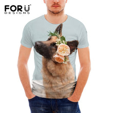 Load image into Gallery viewer, FORUDESIGNS German Shepherd Dog Print T Shirts Men Summer O-Neck Top Tee Shirt Black Casual Breathable Short Sleeve Tshirt Male
