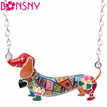 Load image into Gallery viewer, Bonsny Enamel Statement Maxi Pet Dachshund Dog Choker Necklace Alloy Pendant Chain Collar 2018 New Animal Jewelry For Women Gift
