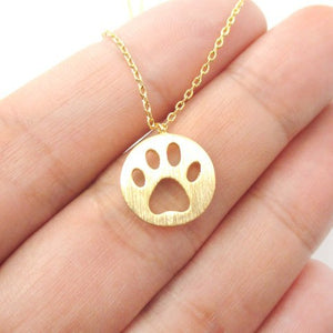 Jisensp Trendy Jewelry Dog Paw Footprint Necklace Cut Bear Palm Shaped Necklace Animal Long Chain Pendant Necklace for Women