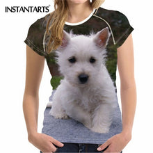 Load image into Gallery viewer, INSTANTARTS Women&#39;s Clothing Comfortable Women Short Sleeved T-shirt 3D Cute Dog Print West Highland White Terrier Summer Tshirt
