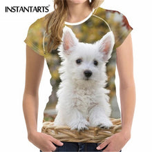 Load image into Gallery viewer, INSTANTARTS Women&#39;s Clothing Comfortable Women Short Sleeved T-shirt 3D Cute Dog Print West Highland White Terrier Summer Tshirt
