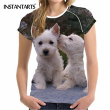 Load image into Gallery viewer, INSTANTARTS Women&#39;s Clothing Comfortable Women Short Sleeved T-shirt 3D Cute Dog Print West Highland White Terrier Summer Tshirt
