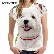 Load image into Gallery viewer, INSTANTARTS Women&#39;s Clothing Comfortable Women Short Sleeved T-shirt 3D Cute Dog Print West Highland White Terrier Summer Tshirt
