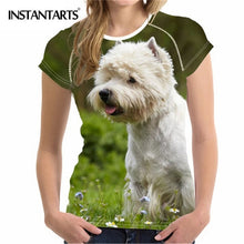 Load image into Gallery viewer, INSTANTARTS Women&#39;s Clothing Comfortable Women Short Sleeved T-shirt 3D Cute Dog Print West Highland White Terrier Summer Tshirt
