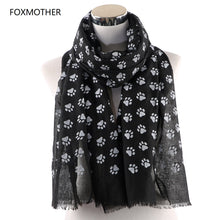 Load image into Gallery viewer, FOXMOTHER New Fashion Cat Dog Paw Scarfs Black Navy Color Wrap Shawls Dog Cat Lover Pet Lover Mom Gifts Dog Scarves 2019
