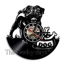 Load image into Gallery viewer, Lovely Pug Dog British Bulldog Vinyl Record LED Wall Clock Modern Design Animal Puppy Wall Clocks Nursery Wall Art Decor
