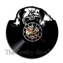 Load image into Gallery viewer, Lovely Pug Dog British Bulldog Vinyl Record LED Wall Clock Modern Design Animal Puppy Wall Clocks Nursery Wall Art Decor
