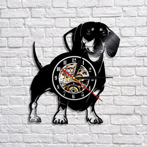 Dachshund Dog Vinyl Wall Clock Dog Puppy Animal Clock Wirehaired Dachshund Pet Shop Wall Art Decor Gift For Pet Lover