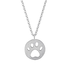 Cute Pets Dogs Footprints Pendant Necklaces Pendants Stainless Steel Jewelry For Women Cat Paw Footmark Round Necklace Bff Gift